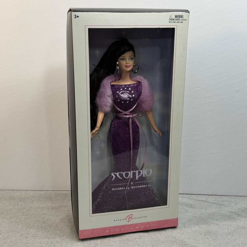 Mattel Barbie Collector Scorpio Doll Pink Label Purple Gown New C3825 2004